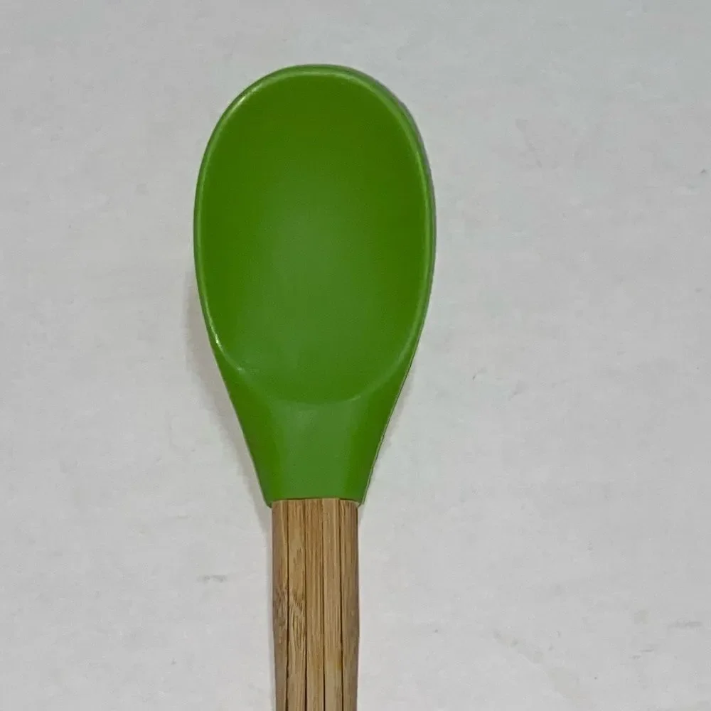 Rare Vibrant Green Spoon with Bamboo Handle